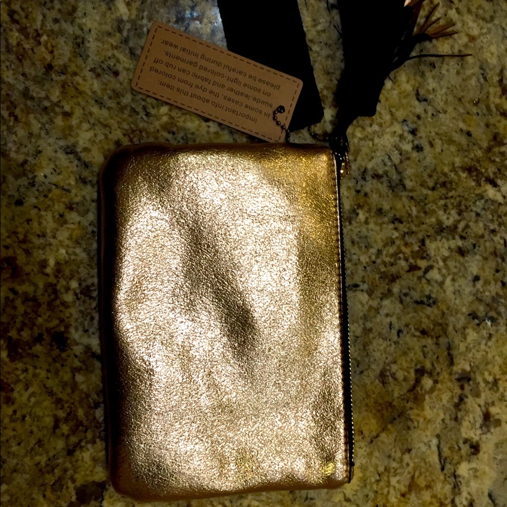 GOLD & BLACK SUEDE LEATHER BAG